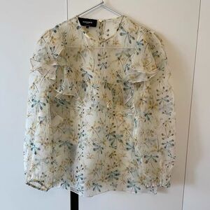 🚩steal authentic Rochas Floral Sheer Blouse - Cream and Blue